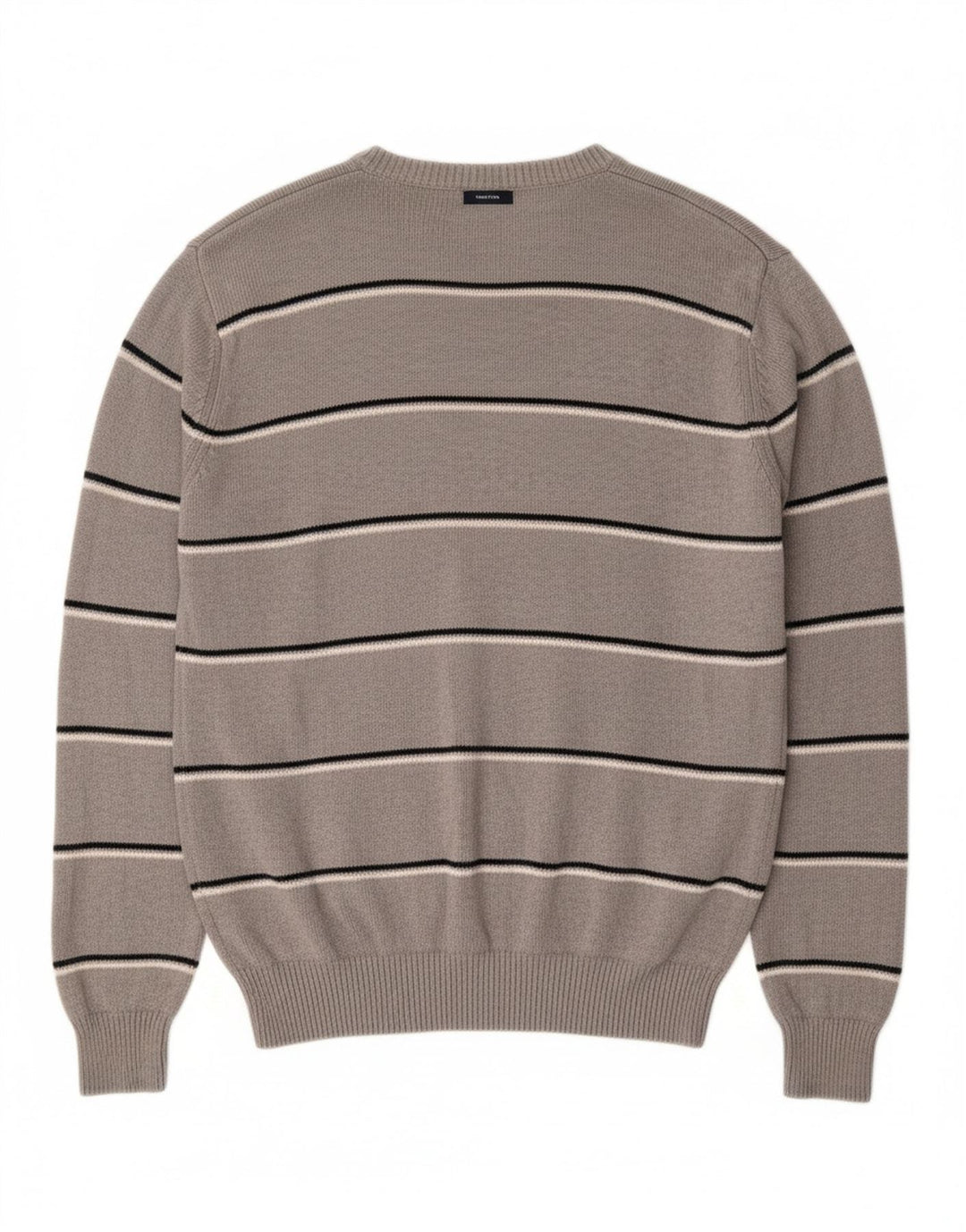 NAUTICA Mens Crew Neck Jumper Sweater Small Grey Striped Cotton