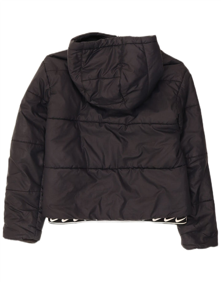 Giacca imbottita con cappuccio Nike da donna UK 10 piccola nera in poliestere