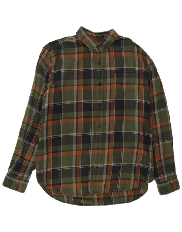 Gap Camicia da uomo in flanella vestibilità standard, cotone a quadri verdi grandi
