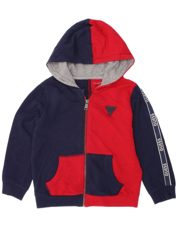 Maglione con cappuccio e zip per ragazzi Guess 4-5 anni in cotone color block blu navy