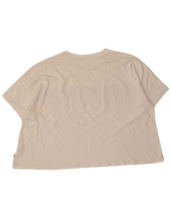 T-shirt grafica corta da donna Vans UK 14 media a righe bianco sporco