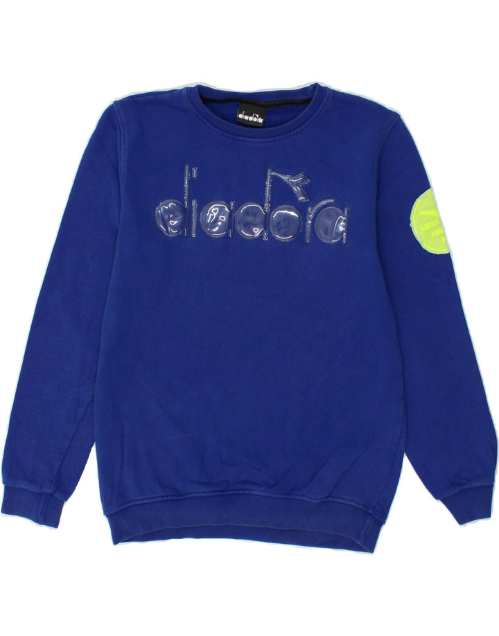 DIADORA Boys Graphic Sweatshirt Jumper 13-14 Years Blue Cotton Vintage Diadora and Second-Hand Diadora from Messina Hembry 