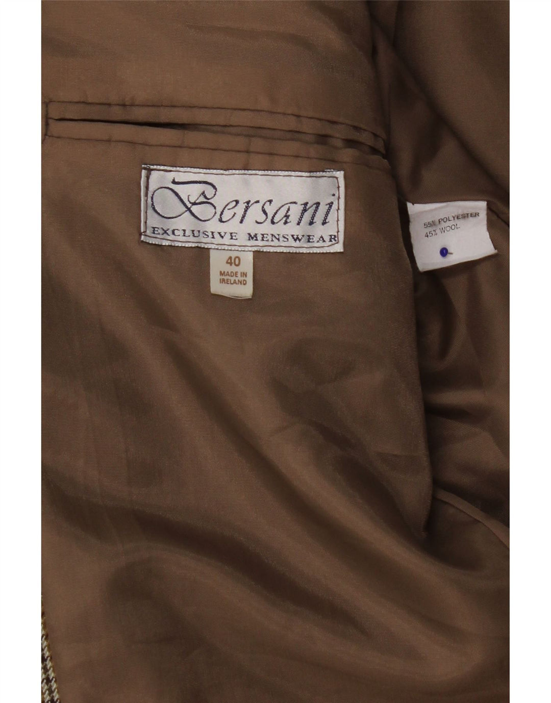 Giacca blazer da uomo a 2 bottoni Bersani UK 40 grande poliestere pied de poule marrone