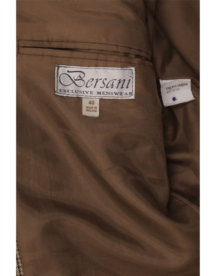 Giacca blazer da uomo a 2 bottoni Bersani UK 40 grande poliestere pied de poule marrone
