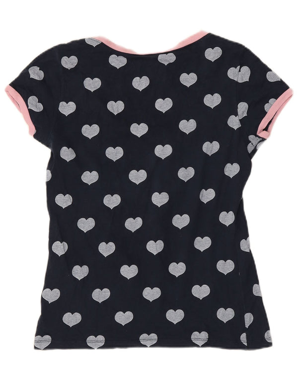 Converse T-shirt da donna con motivo astratto Top UK 12 Medium Navy Blue Heart