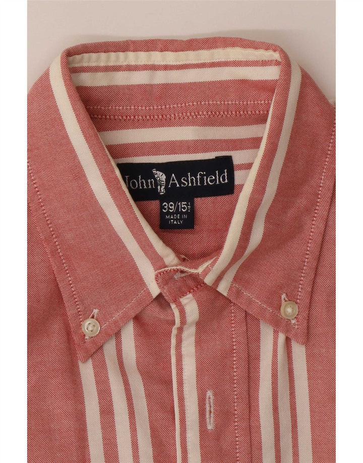 Camicia da uomo John Ashfield taglia 39 15 1/2 media a righe rosse