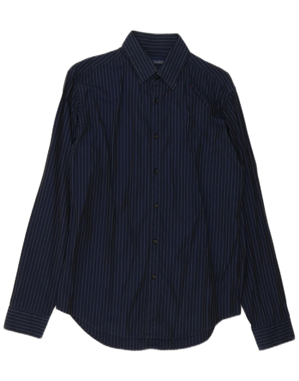 Camicia Zara da uomo in cotone gessato medio blu navy