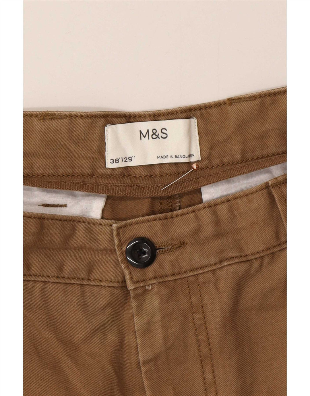 Pantaloni cargo affusolati da uomo Marks & Spencer W38 L29 cotone marrone