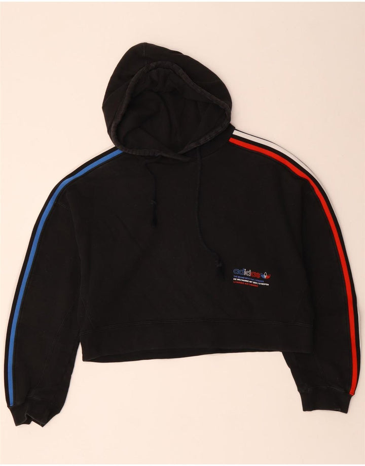 Maglione con cappuccio grafico oversize da donna ADIDAS corto UK 14 medio nero