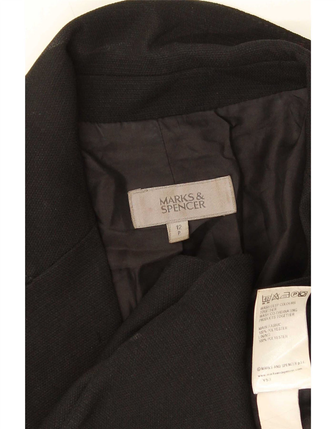 Giacca blazer a 1 bottone Marks & Spencer da donna UK 12 poliestere nero medio