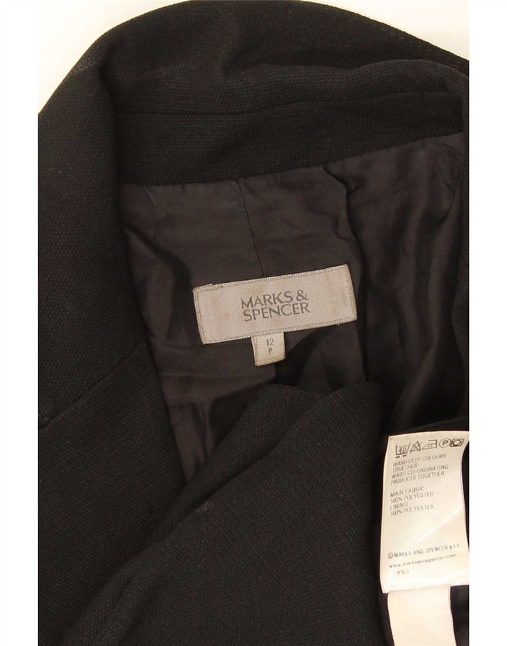Giacca blazer a 1 bottone Marks & Spencer da donna UK 12 poliestere nero medio