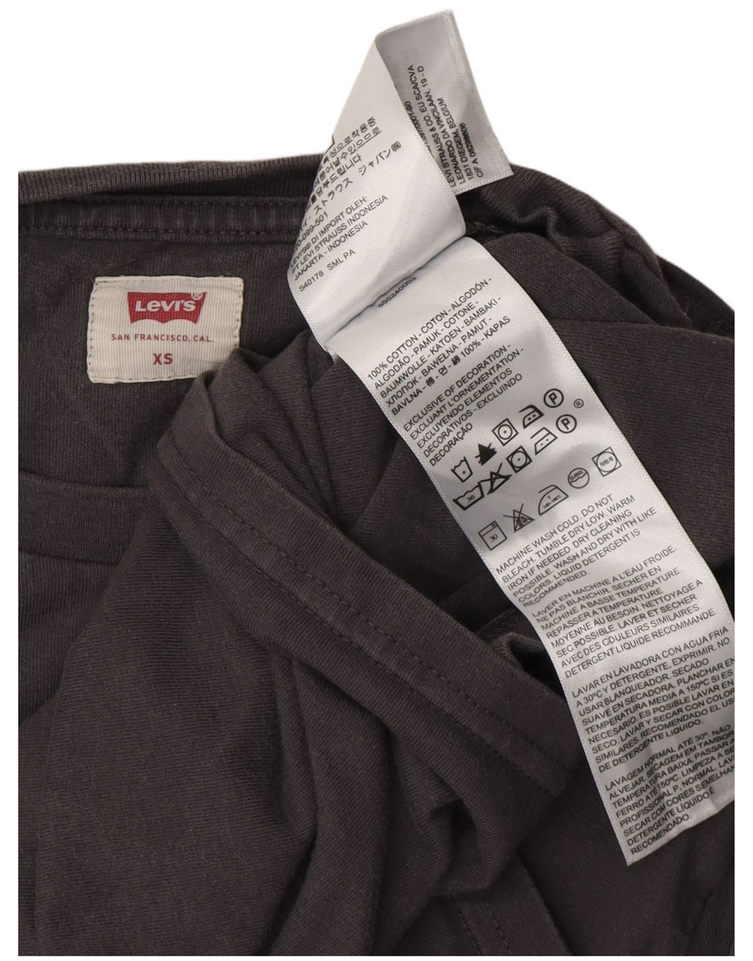 Maglietta LEVI'S da donna a maniche lunghe UK 6 XS in cotone grigio