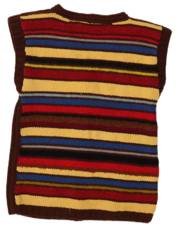 Maglione cardigan da donna vintage UK 12 a righe multicolori medie