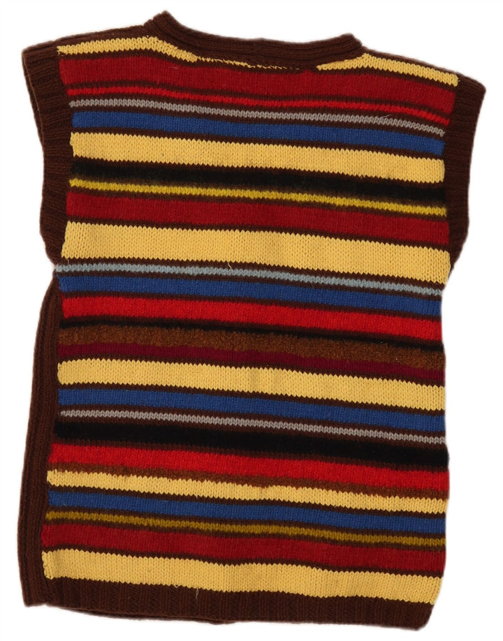 Maglione cardigan da donna vintage UK 12 a righe multicolori medie