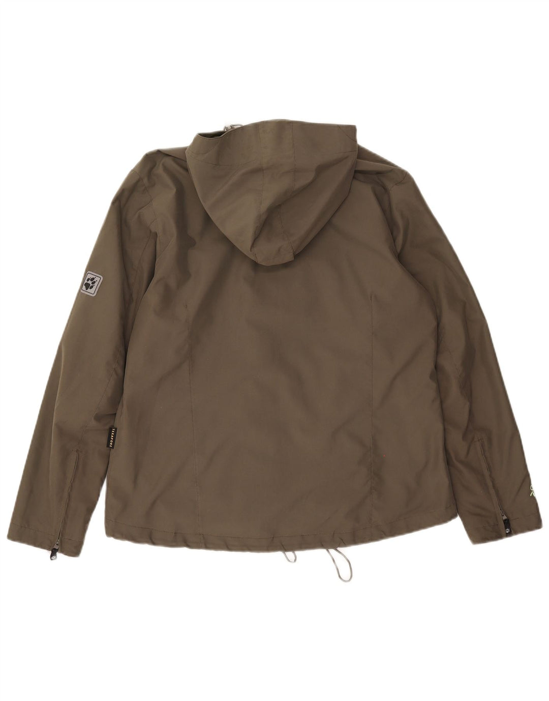 Giacca antipioggia con cappuccio da donna Jack Wolfskin UK 14/16 grande poliestere kaki