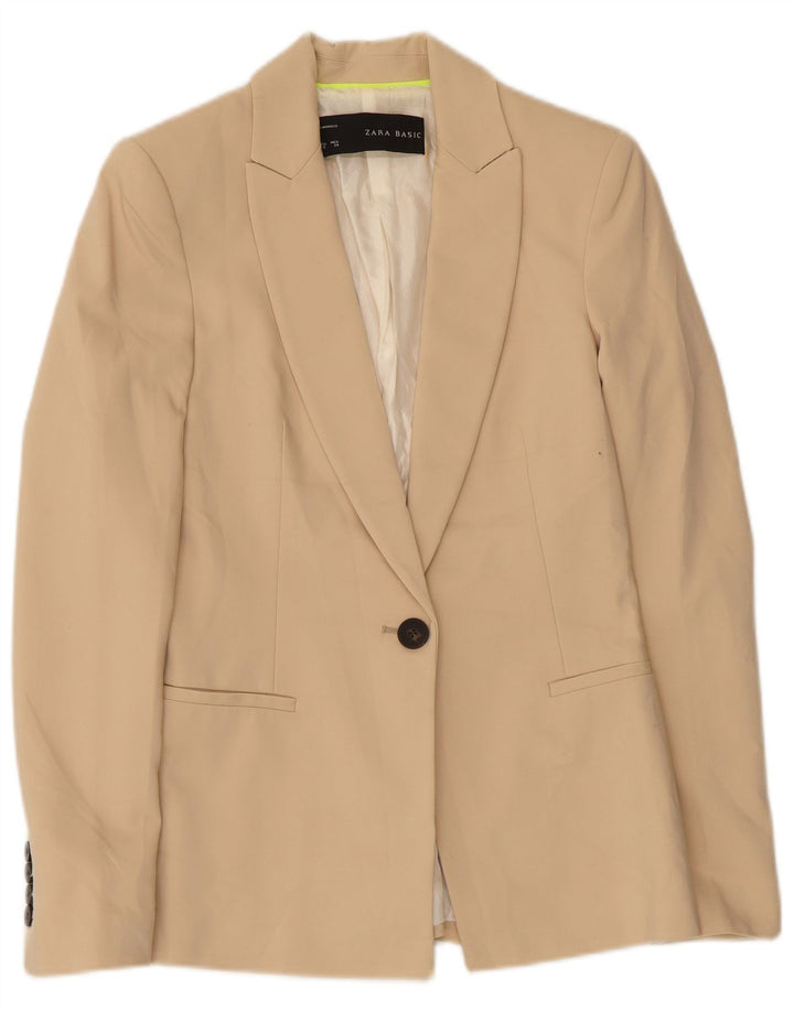 Giacca blazer a 1 bottone da donna Zara UK 6 XS poliestere beige
