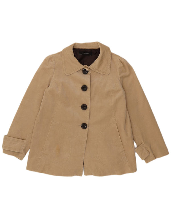 Giacca da donna in velluto a coste Zara UK 16 grande cotone beige