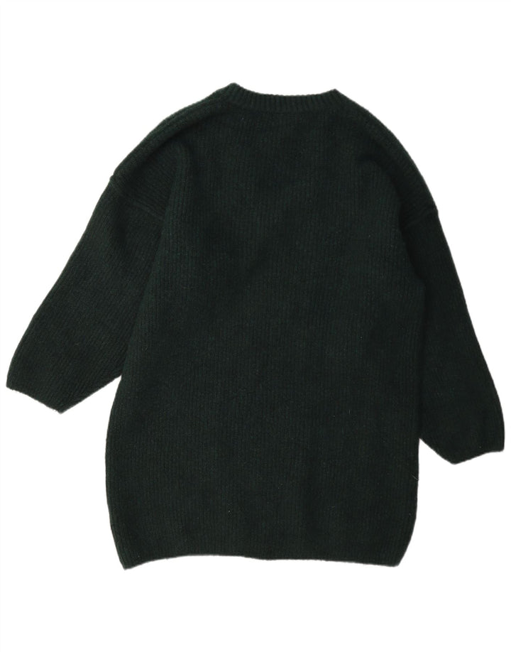 Maglione maglione con scollo a V lungo da donna Topshop UK 14 Poliestere verde medio