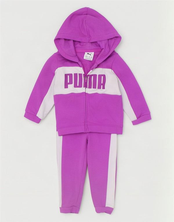 Tuta intera Puma da bambina con grafica 9-12 mesi Viola Colourblock