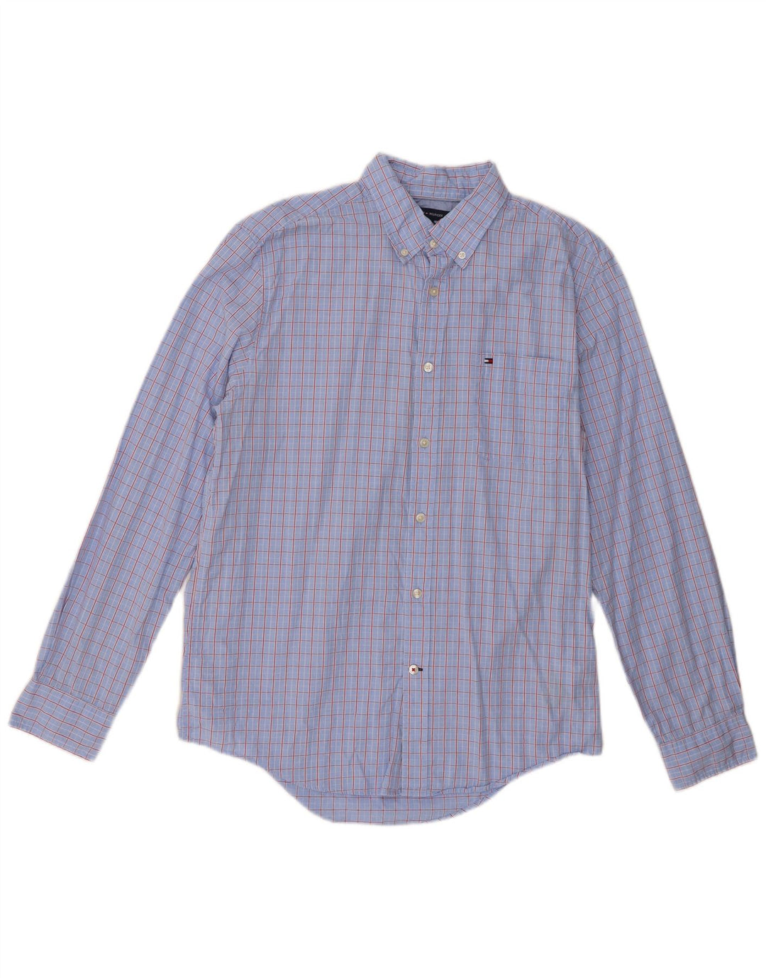 Camicia da uomo Tommy Hilfiger a quadri grandi in cotone blu