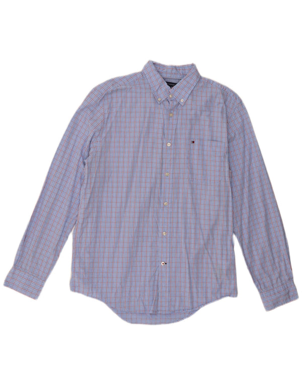 Camicia da uomo Tommy Hilfiger a quadri grandi in cotone blu