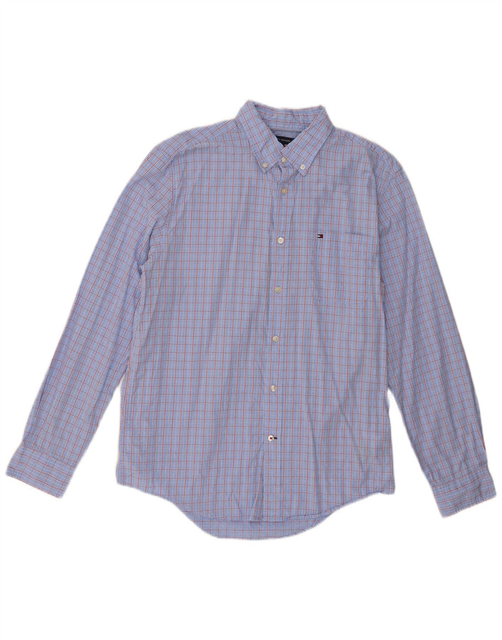 Camicia da uomo Tommy Hilfiger a quadri grandi in cotone blu