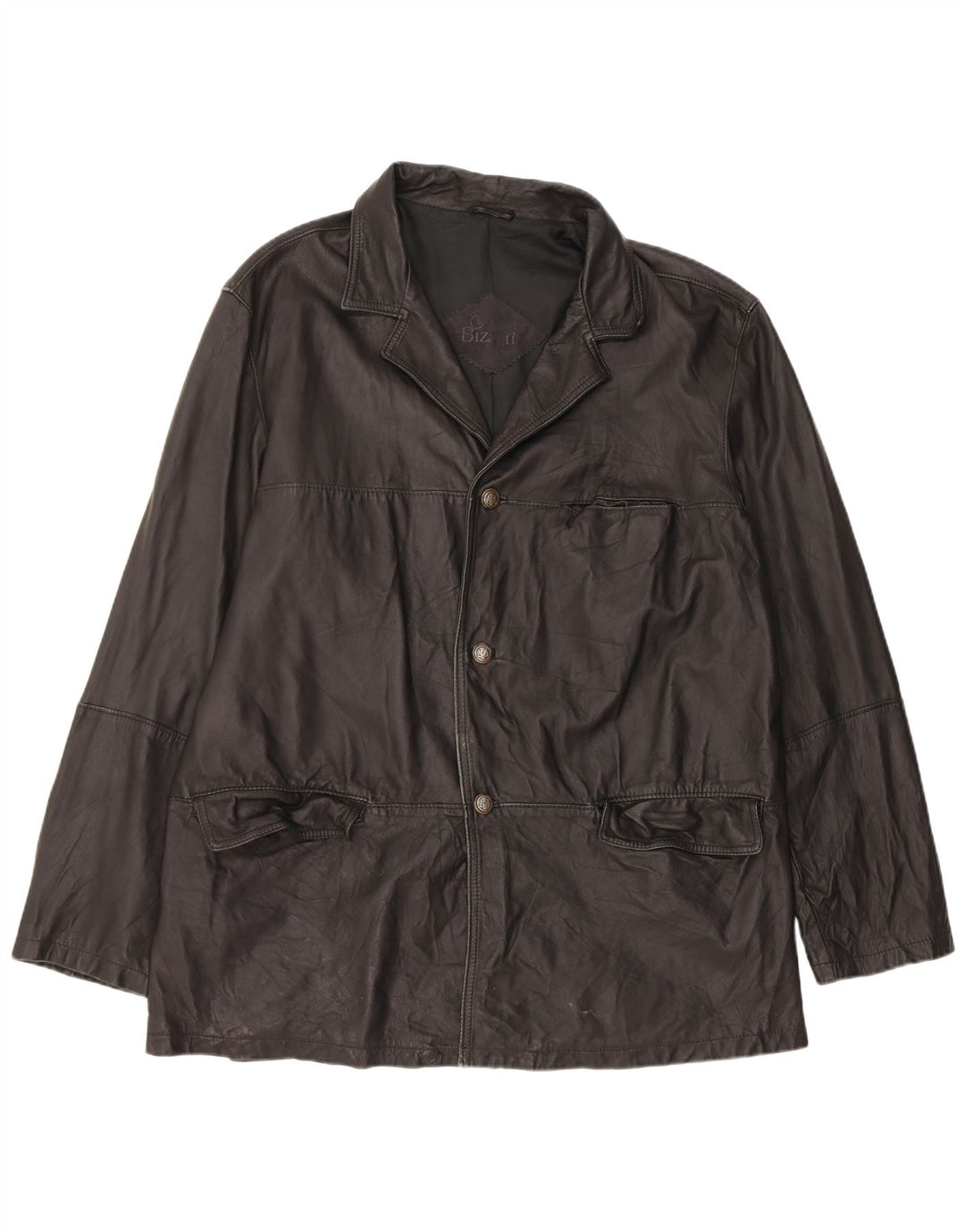Giacca blazer da uomo a 3 bottoni Bizzarro IT 54 2XL in pelle nera