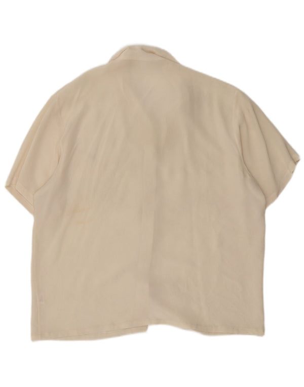 Camicetta vintage da donna a maniche corte UK 14 grande bianco sporco