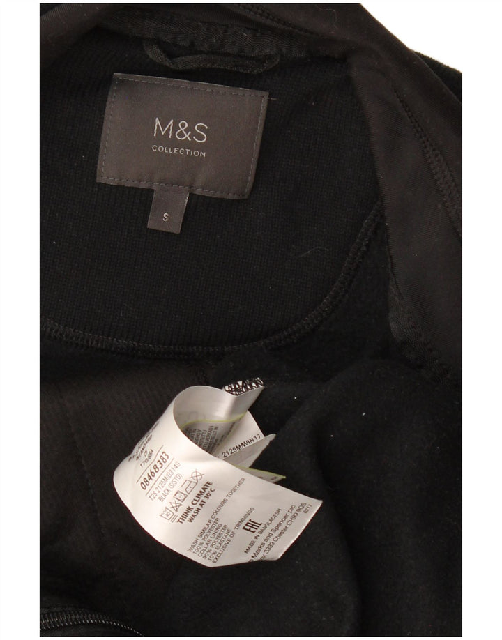 MARKS & SPENCER Giacca in pile oversize da donna UK 10 Small Poliestere nero