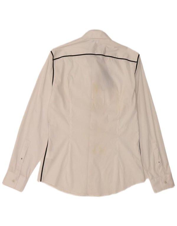 Camicia Trussardi Uomo Taglia 40 Cotone Rigato Medio Bianco