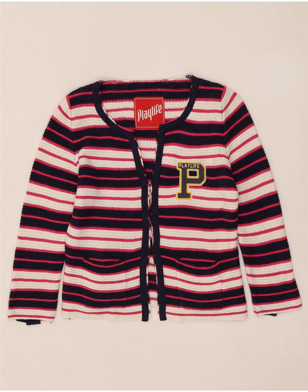 Maglione cardigan grafico corto da donna Playlife UK 14 grande multicolore