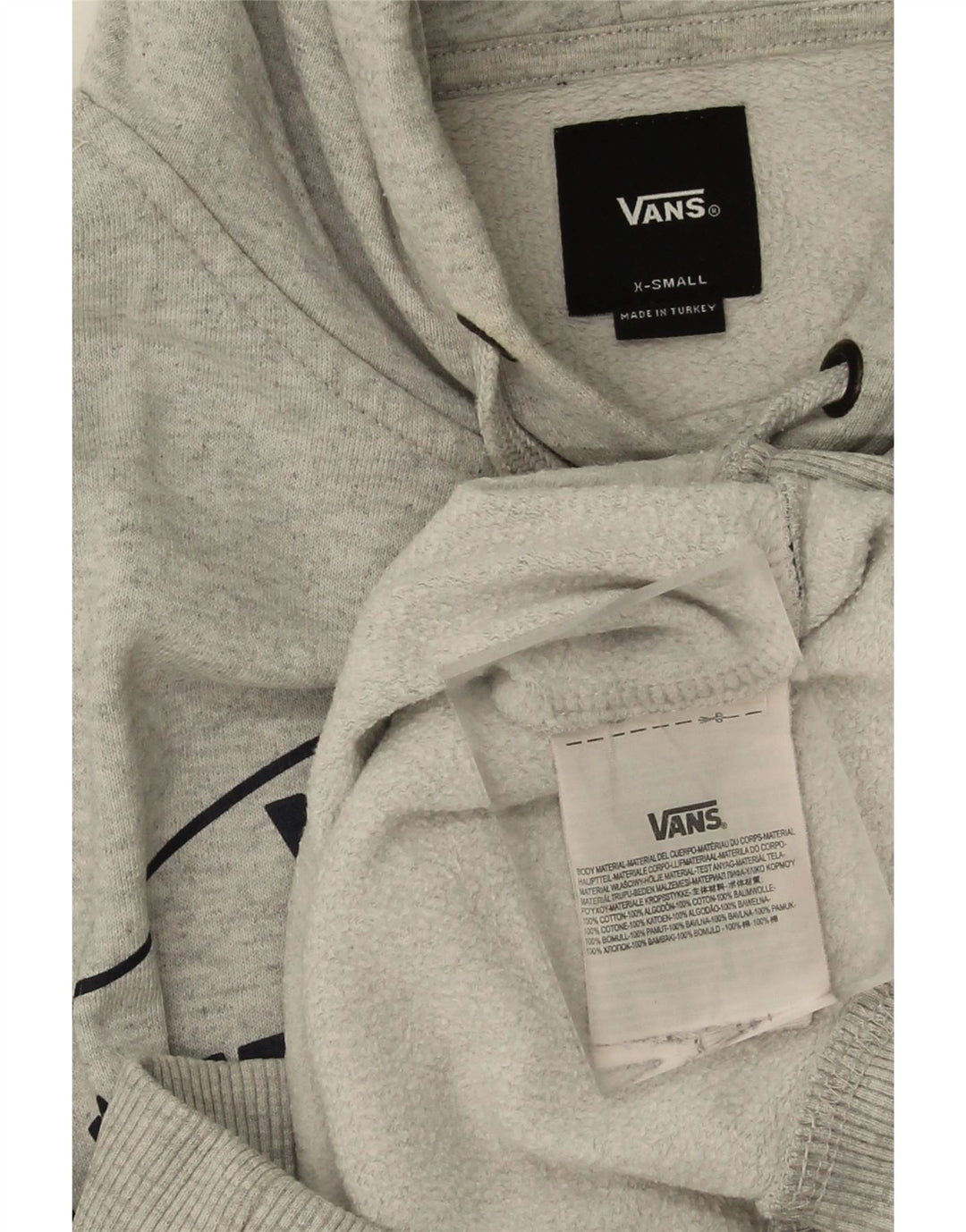VANS Mens Graphic Hoodie Jumper XS Grey Cotton Vintage Vans and Second-Hand Vans from Messina Hembry 