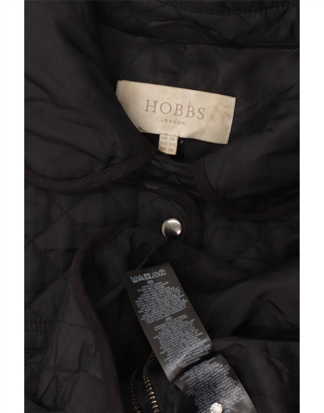 Soprabito trapuntato da donna Hobbs UK 14 medio nero in poliammide