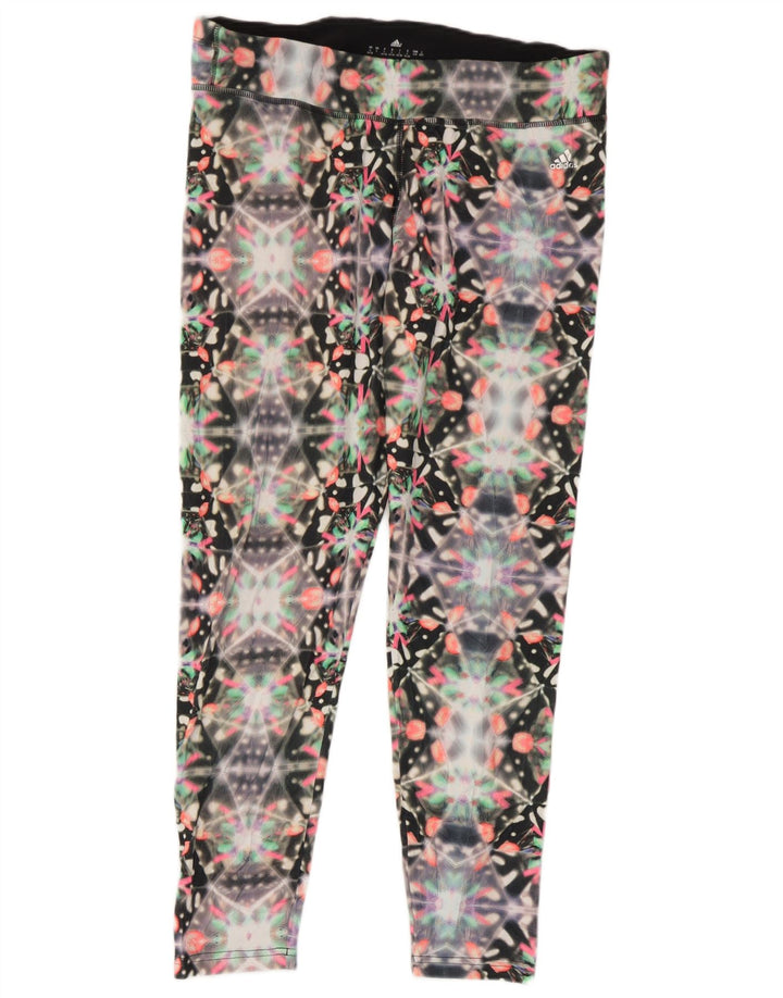 Leggings Adidas Climalite da donna UK 16/18 Grande poliestere geometrico nero