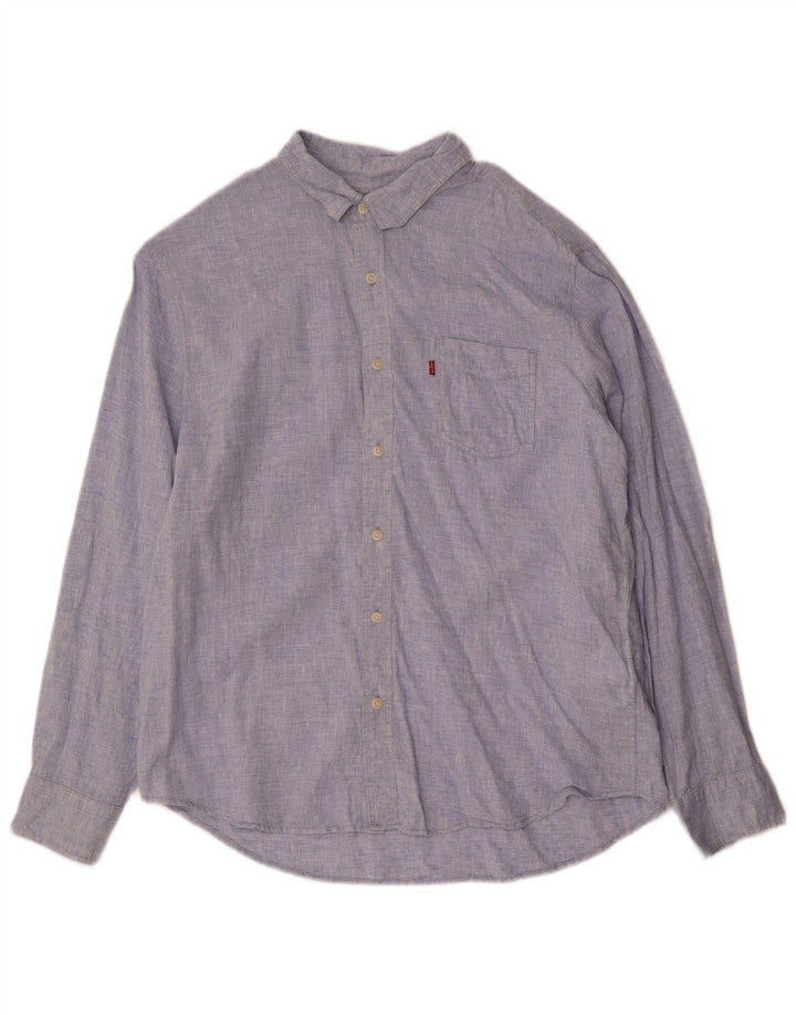 Camicia standard da uomo Levi's Large in lino blu