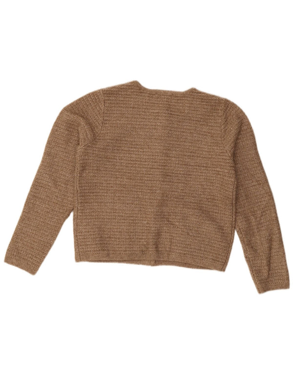 Maglione cardigan corto da donna Marks & Spencer UK 14 Poliestere marrone medio