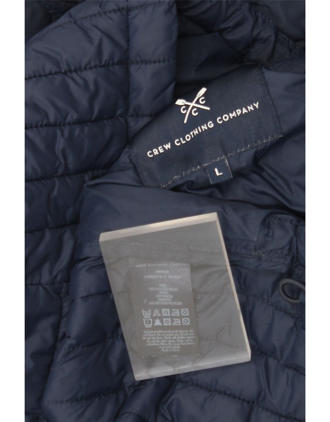 J. CREW Giacca imbottita con cappuccio da uomo UK 40 Large Blu Navy Nylon