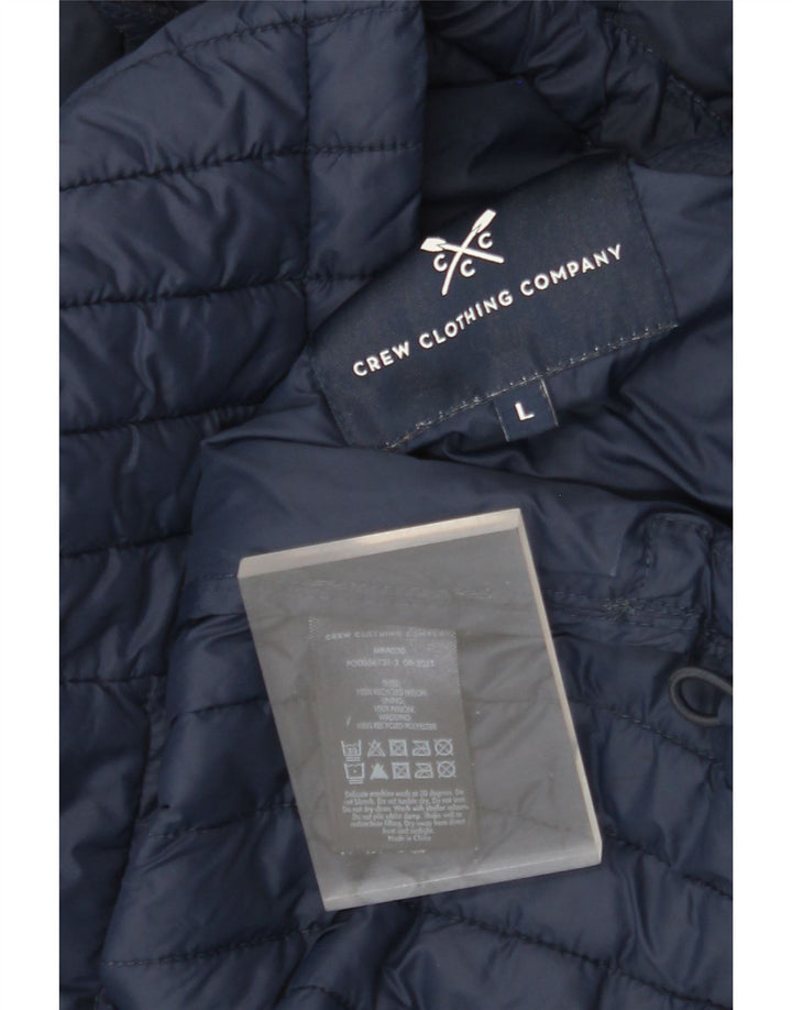 J. CREW Giacca imbottita con cappuccio da uomo UK 40 Large Blu Navy Nylon