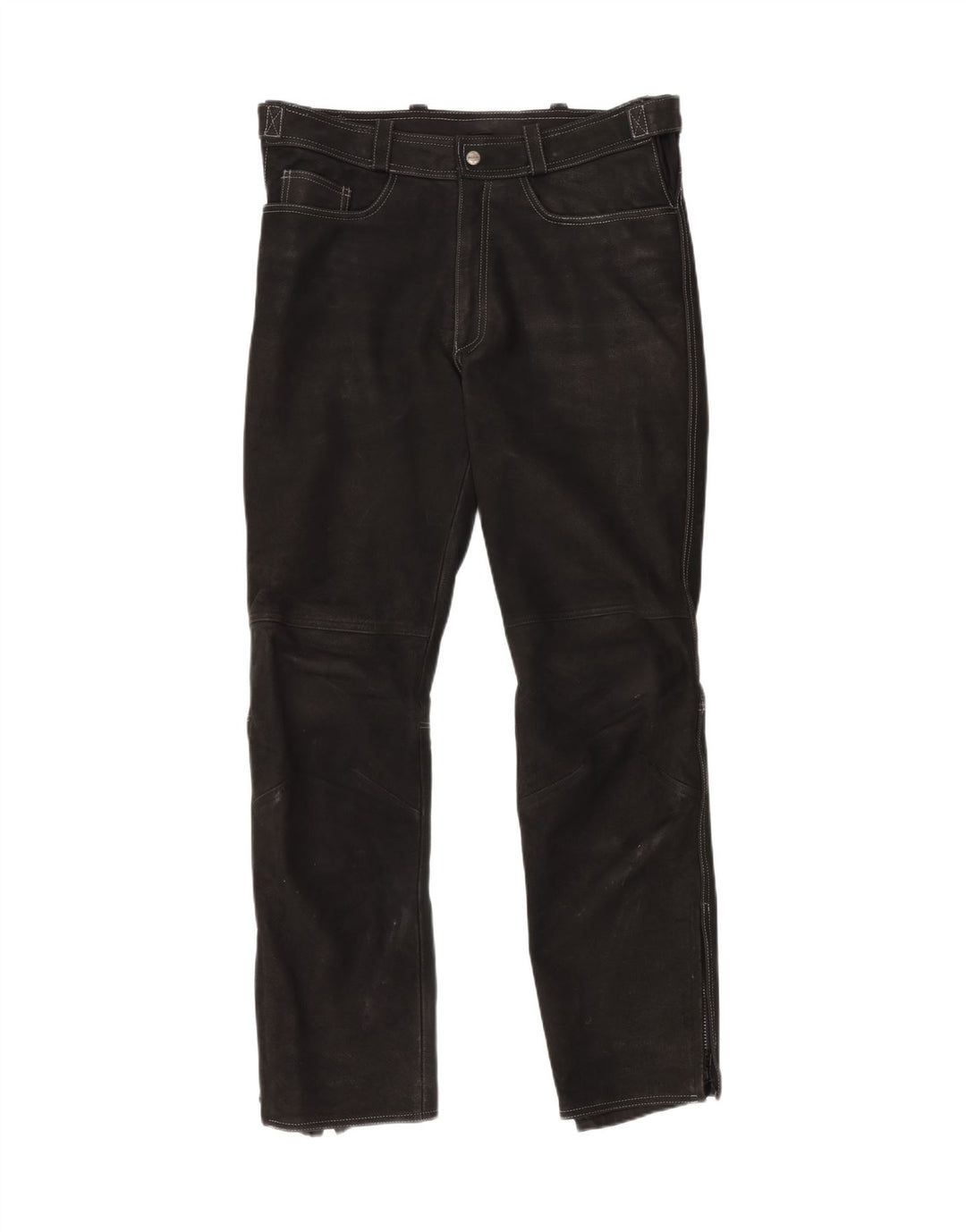 Pantaloni Moto Racer in pelle da uomo POLO IT 54 XL W38 L33 Nero