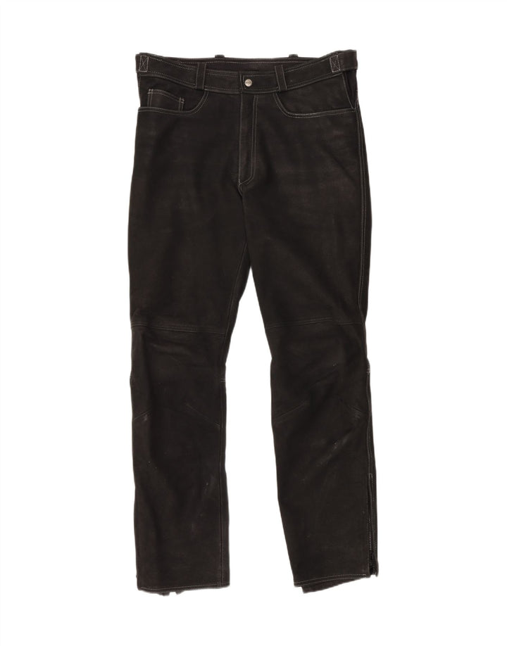 Pantaloni Moto Racer in pelle da uomo POLO IT 54 XL W38 L33 Nero