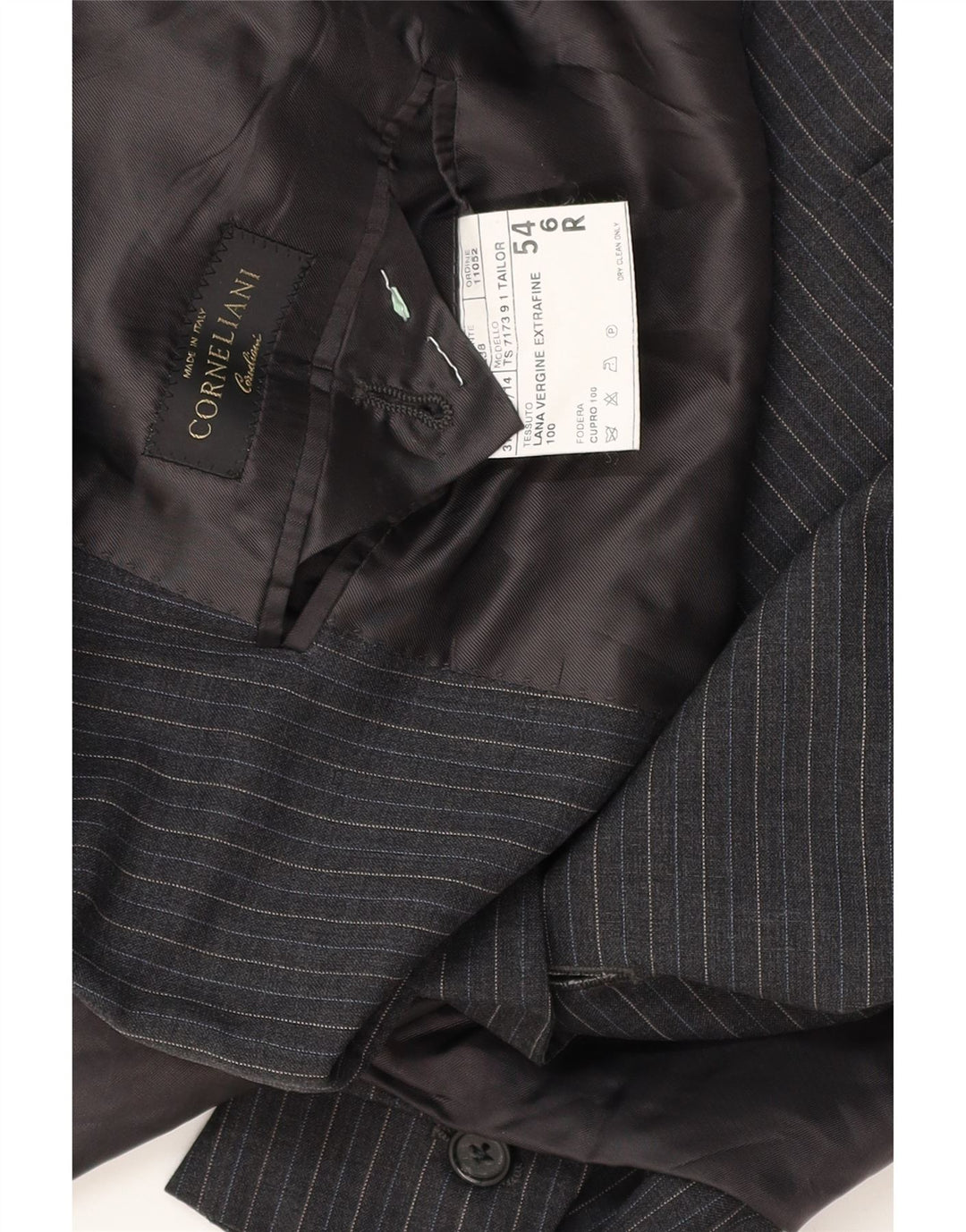 Corneliani Giacca Blazer 3 Bottoni Uomo IT 54 2XL Lana Vergine Gessata Grigia