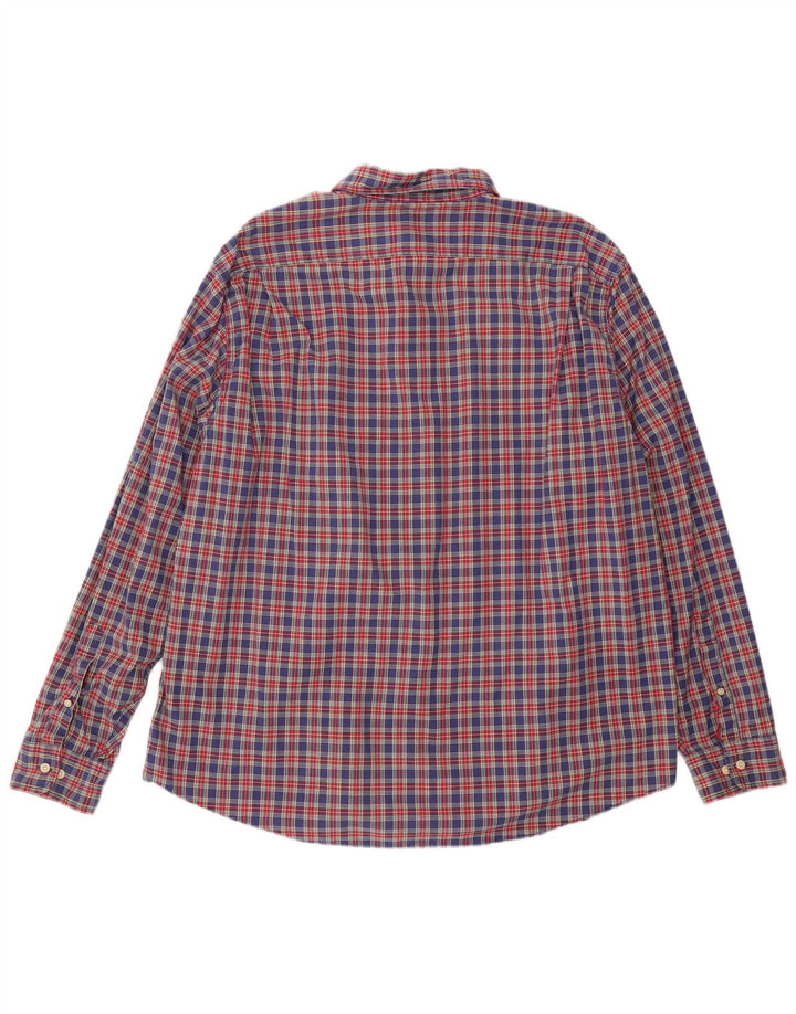 LANDS END Camicia in flanella da uomo XL in cotone a quadri rossi