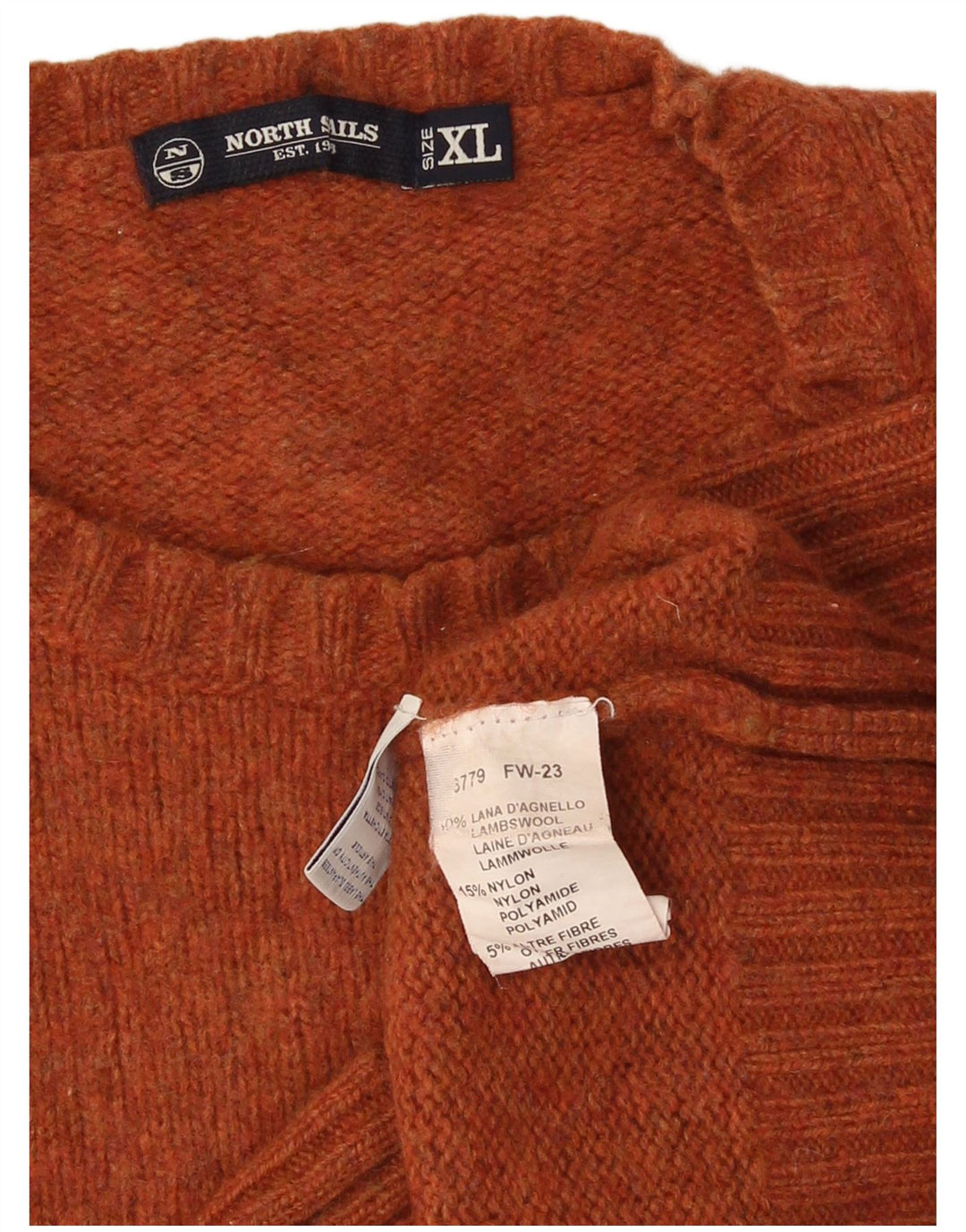 Maglione maglione girocollo da uomo North Sails XL in lana arancione