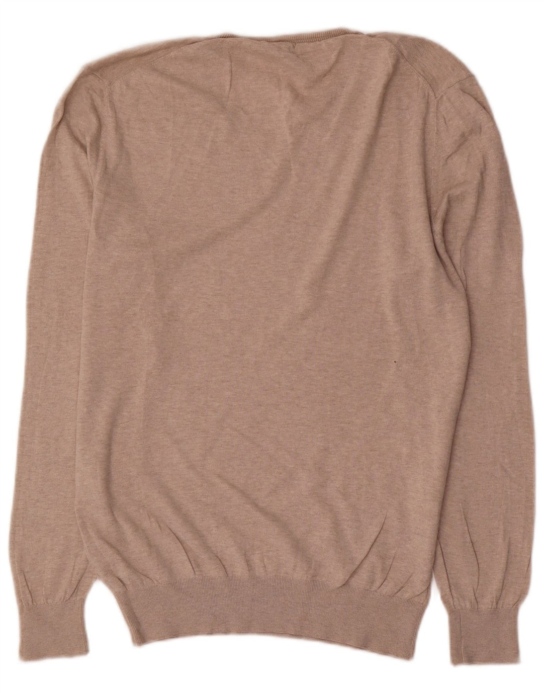 Massimo Dutti Maglione da uomo con scollo a V grande in cotone beige