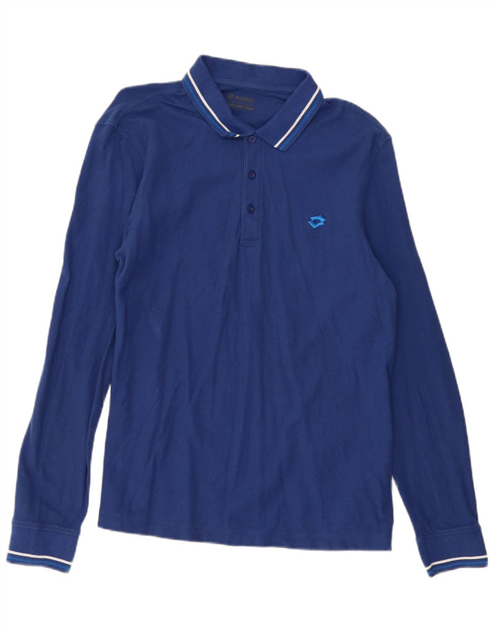 Polo da uomo a maniche lunghe Lotto Large in cotone blu