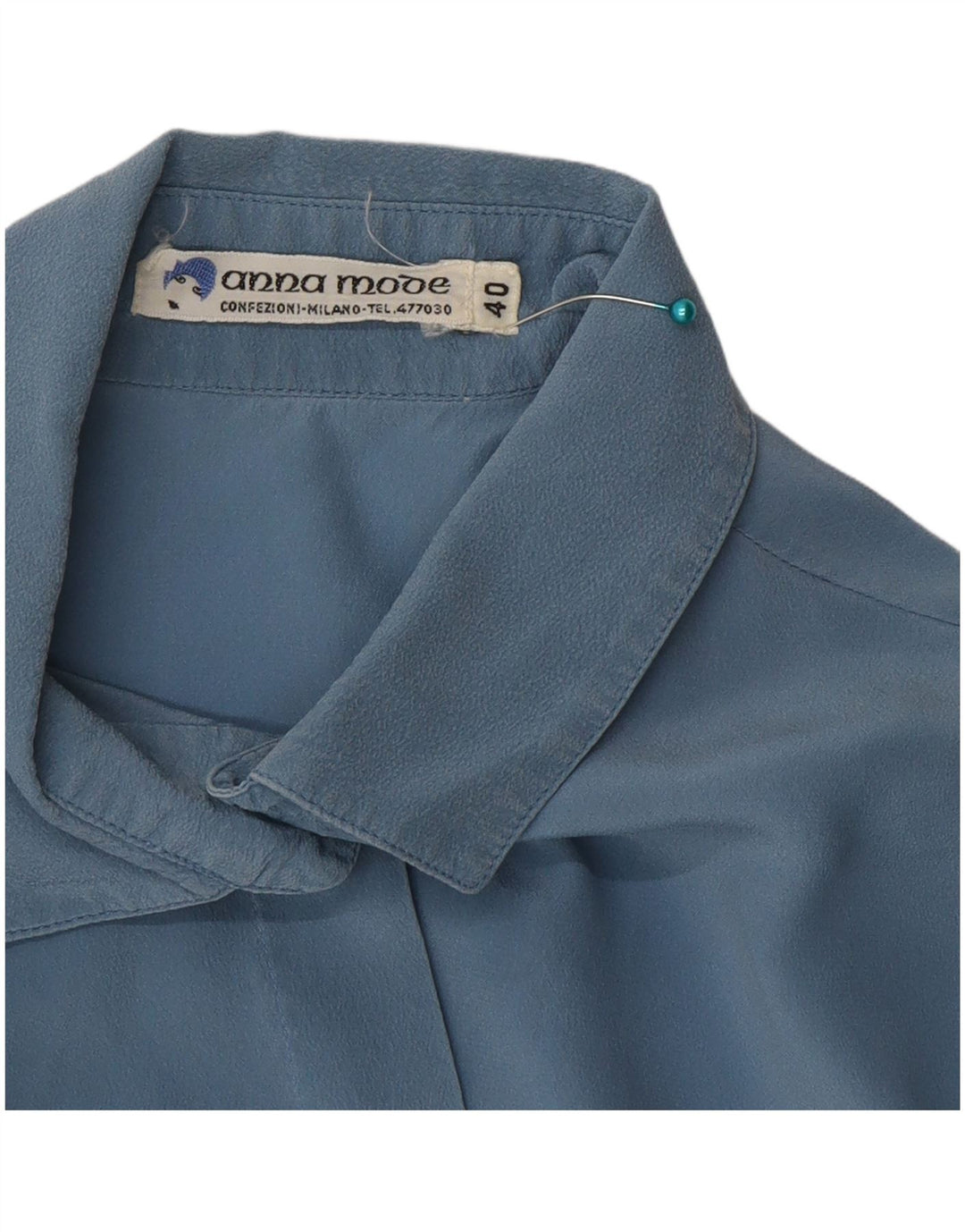 Camicetta camicia vintage da donna EU 40 blu medio