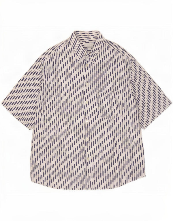 Camicia vintage da uomo a maniche corte XL a righe bianche