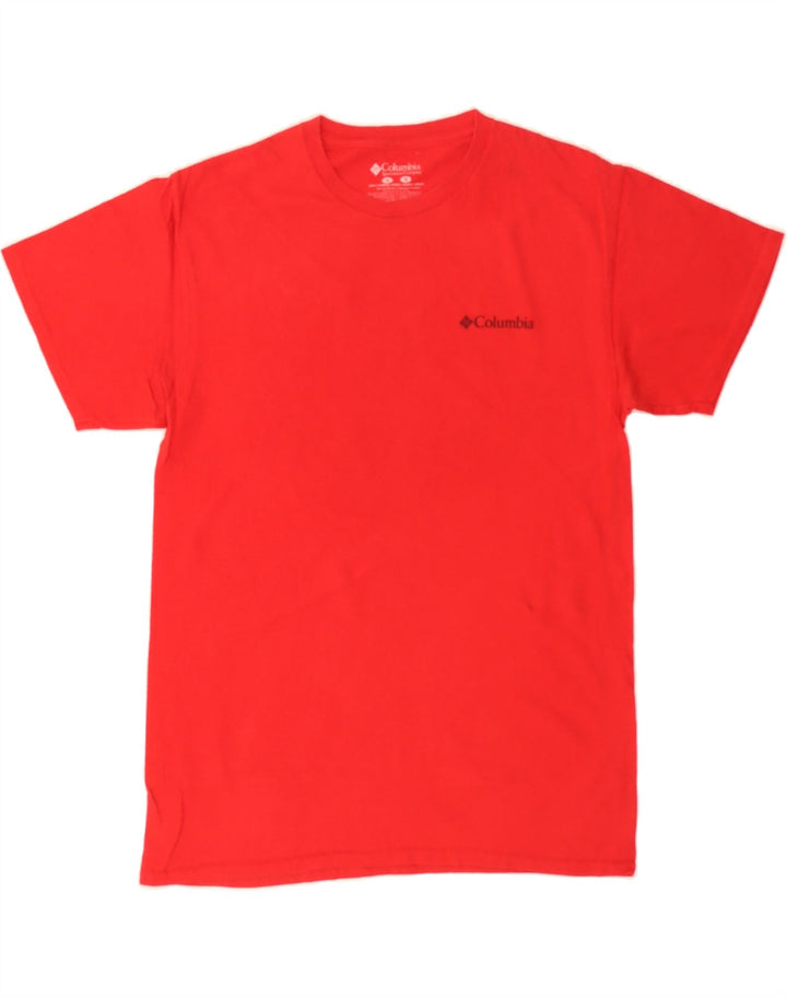 COLUMBIA Mens Graphic T-Shirt Top Medium Red Cotton Vintage Columbia and Second-Hand Columbia from Messina Hembry 
