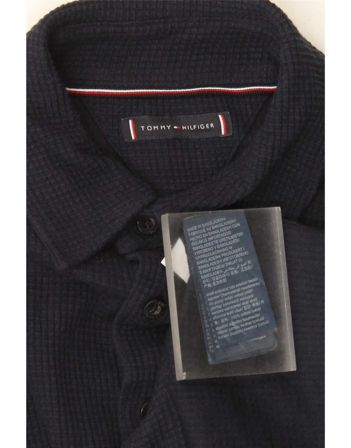 Camicia in flanella da uomo Tommy Hilfiger piccola in cotone blu navy