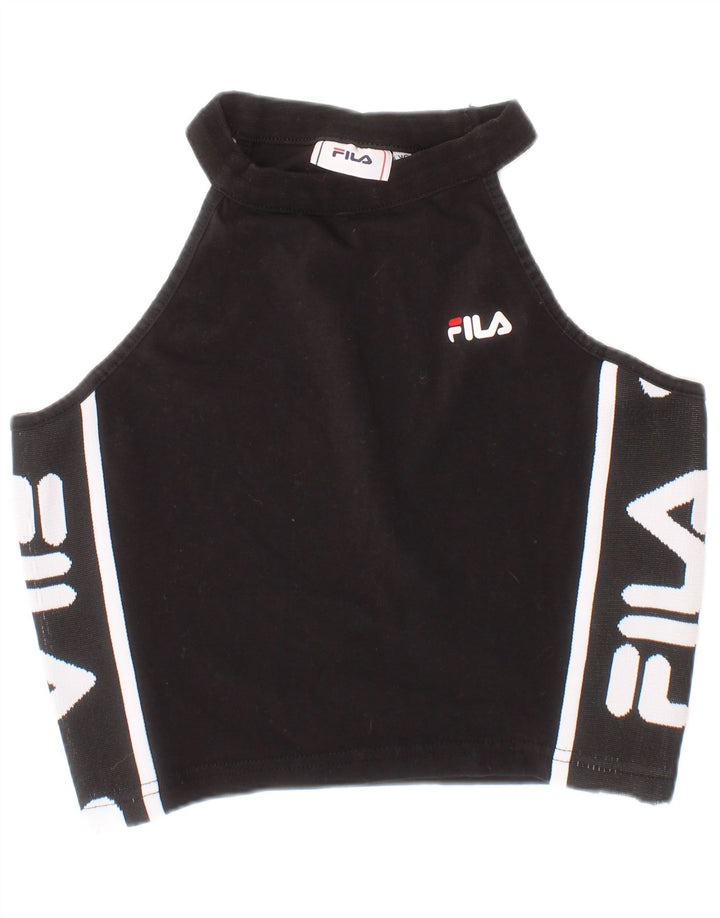 Top corto con grafica da donna Fila XS in cotone nero